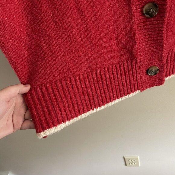 Old Navy Women M TALL Red Heart Graphic Knit V-Neck Slouchy Cardigan Sweater - Picture 5 of 12